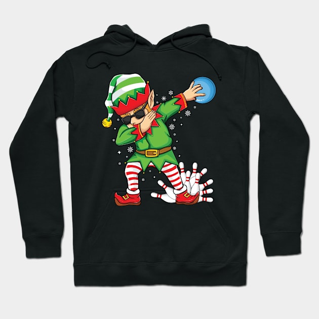 Xmas Dabbing Elf Bowling ball and pins Christmas bowling Hoodie by UNXart